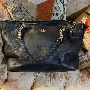 Black Coach purse with gold chain